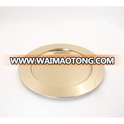 Food safety Metal 13inch Silver Round Charger Dishes Glitter golden charger plates For Wedding Party