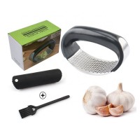 3 piece Set Kitchen Stainless Steel Ginger Rocker Chopper Garlic Crusher Garlic Press