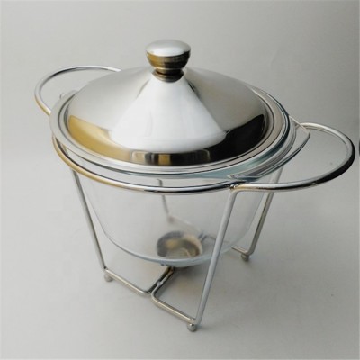 YALIDA Chinese kitchenware capacity 4L glass basin with stainless steel cover cheap chafing dish